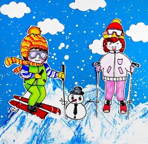 4-7岁创意手工课PPT课件《有趣的滑雪》